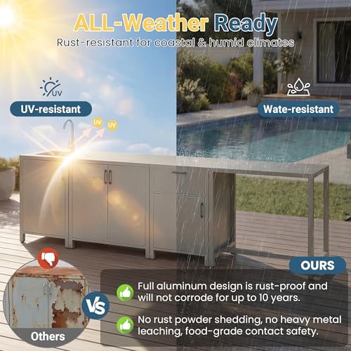 Wisteria Lane Outdoor Storage Cabinet, Aluminum Modular Outdoor Kitchen, All Weather Kitchen Island with Double Door Storage for Patio, BBQ, Backyard - Image 4
