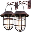 Solar Lantern Outdoor Hanging Solar Lights, Waterproof Metal Outdoor Lights with Clear Glass, LED Decorative Aluminum Wall Lantern with Hooks, Bronze by ICERONALLC