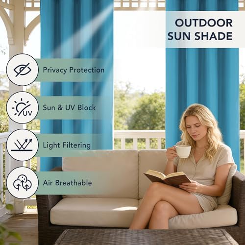 Outdoor Curtains for Patio Waterproof, 6 Drape Panels, Sun Shades - Image 3