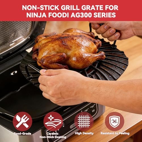 Grill Grate and Splatter Shield for Ninja Foodi 5-in-1 Grill Parts, Non-Stick Griddle Pan and Splatter Screen for Ninja Foodi AG300, AG301C, AG302, AG400 Accessories - Image 5