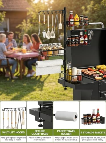 Deloban Griddle Caddy for Blackstone,4 Baskets,10 Hooks & Towel Holder - Image 2