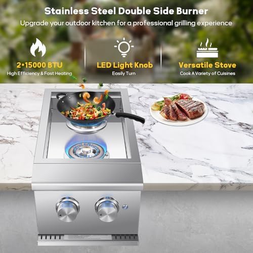 Double Side Burner with 2 x 17,000 BTU LP Gas Grills - Image 3