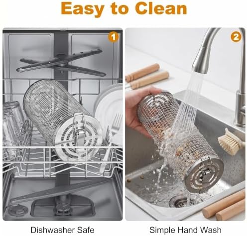 Rolling Grill Basket 2 Pack, Heavy Duty Stainless Steel Grill Basket - Image 6