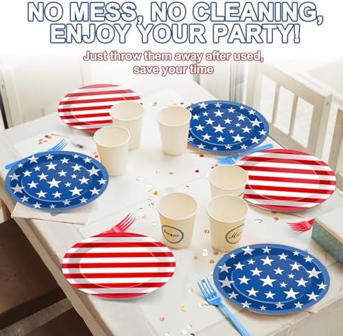 Qyeahkj 50 PCS Patriotic Oval Paper Plates Large 11” Disposable 4th of July American Flag Party Decorations Independence Day Supplies Favor for Veterans Election Day Memorial Day Party Tableware Set - Image 7