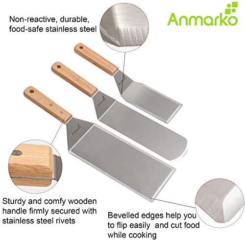 Metal Spatula Set Stainless Steel Hamburger Turner Griddle Flipper Scraper for BBQ Grill Flat Top - Image 2