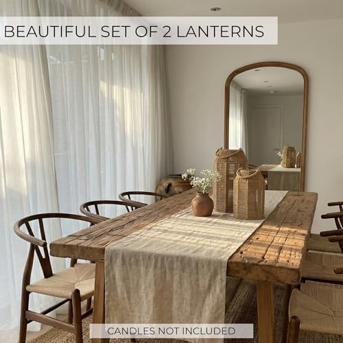 Natural Jute Boho Lanterns - Handcrafted Farmhouse Coffee Table Decor - Image 3