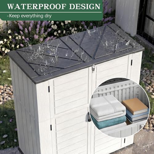 Outdoor Storage Shed Resin Waterproof Storage Cabinet for Patio Garden - Image 3