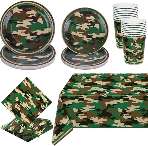 Kochorie 97 Pieces Camouflage Party Supplies Camo Disposable Tableware Set by Kochorie