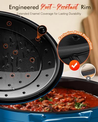 Nuwave 6 Qt PFAS-Free Enameled Cast Iron Dutch Oven Pot with Lid, Santorini - Image 4