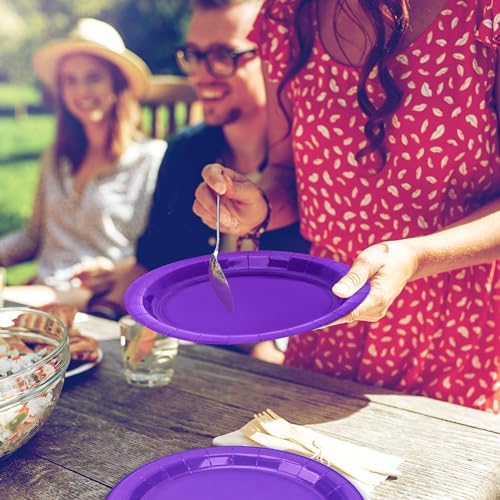 50 Pack Purple Paper Plates 9" Round Purple Disposable Party Plates Set - Image 7