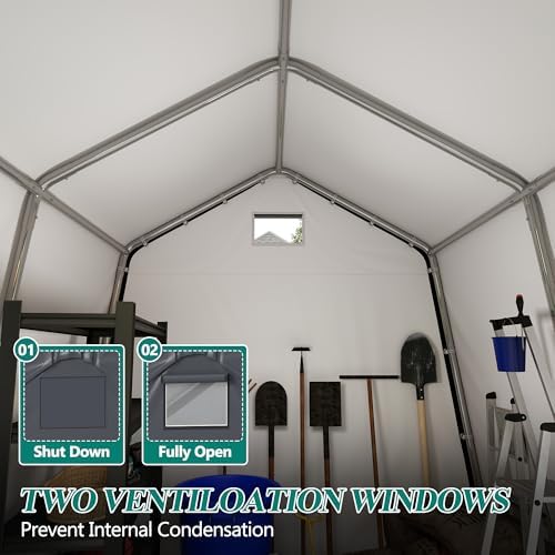 GARTOO 8' x 14' Outdoor Storage Shelter Shed, Gray - Image 6