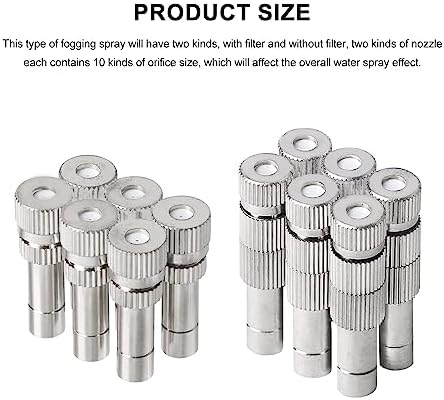 20pcs Brass Mister Nozzles, 6mm Misting Nozzles for Outdoor Cooling System, Landscaping, Air Humidification, Greenhouse Irrigation (with Filter, 0.031"/0.8mm Orifice) - Image 3