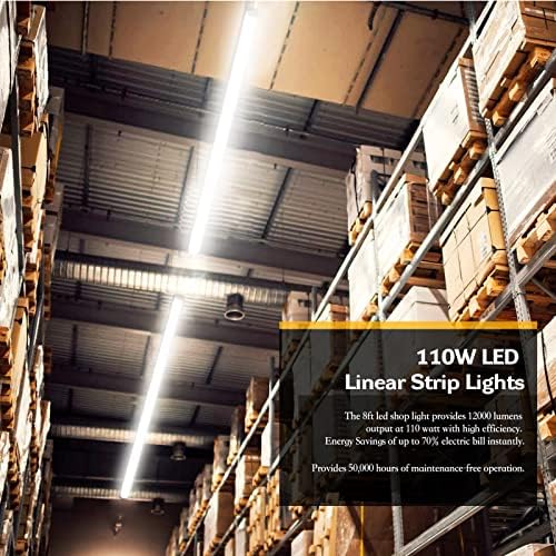 ANTLUX 110W LED Shop Light 8FT Linear Strip Lights Linkable, 12000 Lumens, 5000K, 8 Foot Garage Lights, Surface Mount and Hanging Ceiling Lighting Fixture, 2 Pack - Image 5