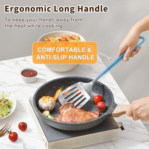 Stainless Steel Spatula, Metal Spatula Slotted Turner, Heavy Duty Sturdy Spatulas for Kitchen Use, High Heat Resistant Cooking Utensils for Fish Eggs Pancakes, Dishwasher Safe, Easy to Clean, Silver - Image 3
