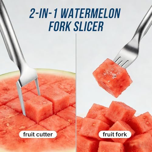 Watermelon Cutter Slicer,2-in-1 Stainless Steel Fruit Fork for Home Kitchen - Image 2