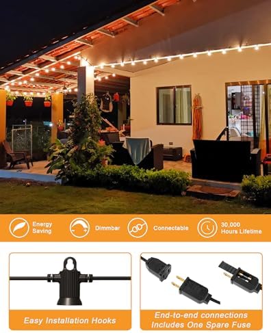 Zuske Outdoor String Lights, 25FT G40 LED IP65 Waterproof Patio Lights - Image 4