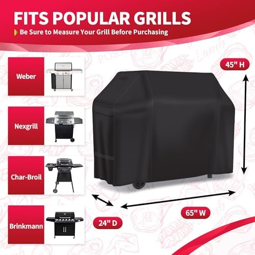 NEXCOVER 65 Inch Grill Cover - 600D Heavy Duty Waterproof and Weather Resistant BBQ Cover for Weber, Char Broil, Nexgrill - Fade Resistant, Black - Image 2