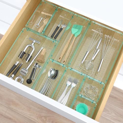 7 PCS Plastic Drawer Organizers Set, 4 Size Desk Drawer Organizer Trays - Image 6
