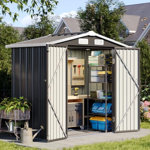 Aoxun 6'x4' Outdoor Storage Shed with Base, Black by Aoxun