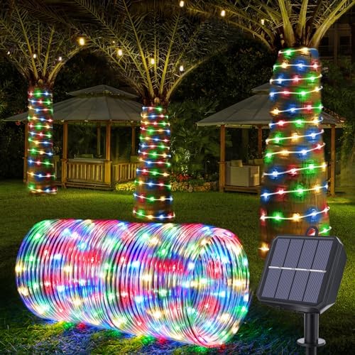 Solar Rope Lights, 66ft 200LED Solar String Lights, 8 Modes, Waterproof by Jnaurb