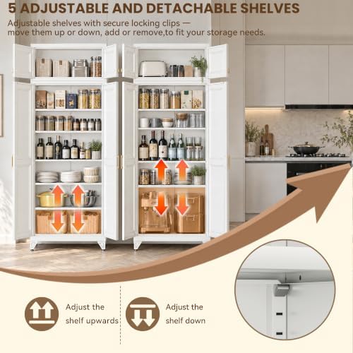 90" Metal Pantry Cabinet,Kitchen Storage Cabinet with Shelves - Image 6