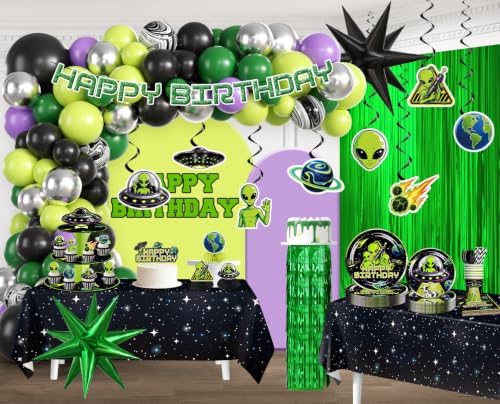 307pcs Fexivo Alien Birthday Decorations, All-in-One, Set for 25 Guests - Image 3