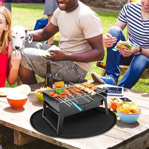 Round Black Silicone Grill Mat 13.98 X 13.98 X 0.12 in - Image 2