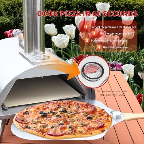 12" Wood Pellets Pizza oven with Thermometer – Portable Wood Fired Pizza stove, Stainless Steel, Quick Heat-Up, 12" Pizza Stone for Camping and Outdoor Cooking, Great Gift for Camping Enthusiasts - Image 2