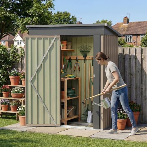 Devoko 5x3 FT Outdoor Storage Shed with Floor Frame, Brown by DEVOKO