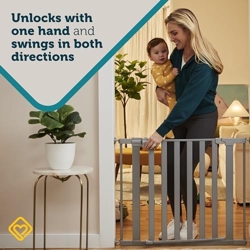 Safety 1st Walk Through Baby Gate with Door, Adjustable Pressure Mount Lift, Dog Gates, Fits 29"-38" Wide, 1-Pack, Silver - Image 4