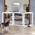 ZJSF Freestanding Dog Fence Indoor, Foldable Dog Gate for Doorways, Stairs or Hallways, Sturdy Wood Extra Wide Pet Gate with Support Feet for The House, White, 24 "Height-3 Panels by ZJSF