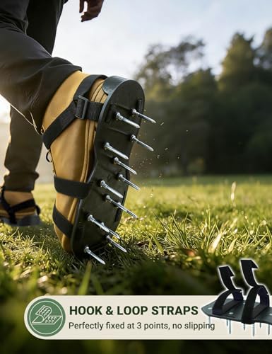 Lawn Aerator Shoes, Soil Aerator Grass Tool with Dual Hook & Loop Straps - Image 3