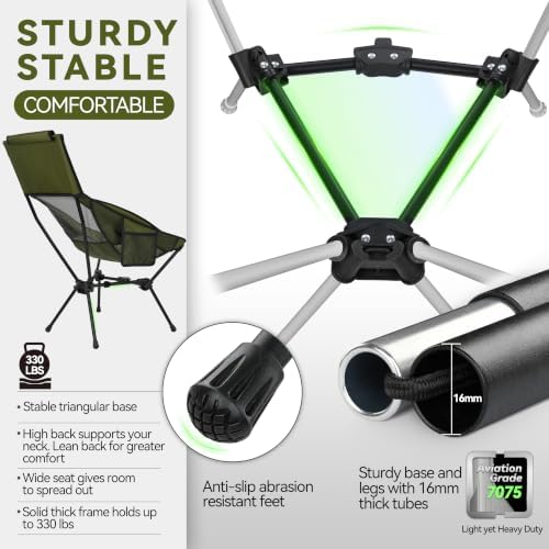 MARCHWAY Lightweight High Back Folding Camping Chair with Head Support - Image 4
