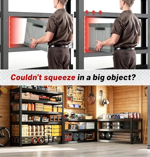 84" H 5-Tier Heavy Duty Storage Shelves, 3000LBS Capacity Adjustable Metal Industrial Garage Shelving Units,Freestanding Storage Rack for Shop and Warehouse, 84" H x 55" W x 24" D - Image 5