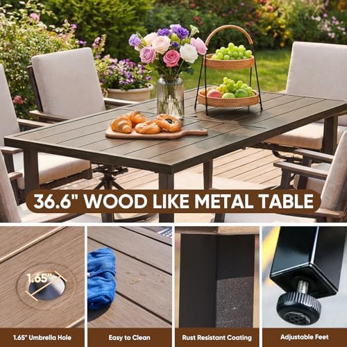 NATURAL EXPRESSIONS 7 Piece Patio Dining Set, Wicker Swivel Rocking Chairs - Image 5