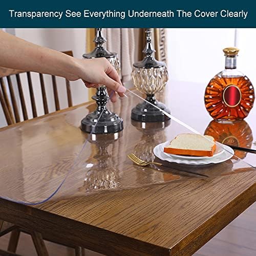 40x68 Inch Table Protector Clear for Dining Room Coffee Work Computer Laptop Table Cover Mat Protector PVC Plastic Tablecloths Rug Floor Protection Easy Clean Wipeable Non-Slip Liner Protective Vinyl - Image 4