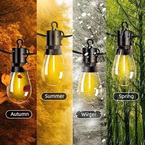 Outdoor Patio String Lights: S14 Shatterproof Bulb Outside Waterproof Light - 50FT 15M Remote Dimmable Connectable Hanging Outdoor Electric Lighting - Garden Backyard Yard Gazebo Porch Party - Image 5