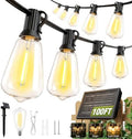 100FT Solar String Lights Outdoor Waterproof with Remote & Timer, LED Shatterproof ST38 Bulbs, USB & Solar Powered Patio Lights for Backyard, Porch, Garden, Wedding Decor, Dusk to Dawn Lighting by SkoiucLights