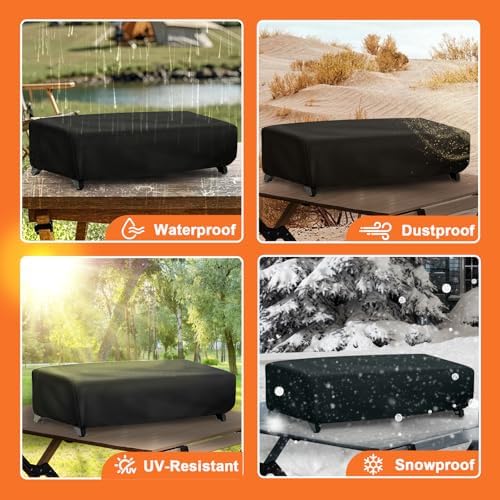 Tabletop Grill Cover for Royal Gourmet PD1305H 3 Burner Portable Grill and Griddle Combo, 600D Heavy Duty Outdoor Waterproof UV Resistant Windproof Dustproof Cover - Image 4