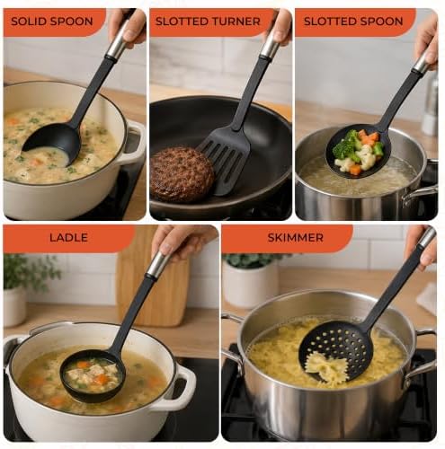 Farberware – Stainless Steel Kitchen Tool Set – Black, Set of 5 - Image 3