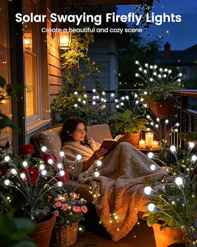 OZS 12 Pack 96 LED Solar Garden Lights, Solar Firefly Lights Outdoor - Image 4