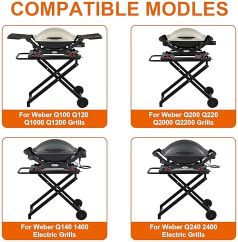 DELSbbq Portable BBQ Grill Stand Cart for Weber Q Series Q100/200/1000/2000 - Image 2