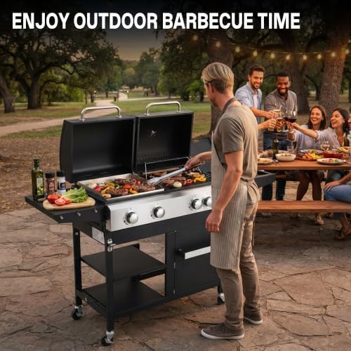 4‑Burner Gas Grill and Griddle Combo with Side Burner, 49,000 BTU - Image 7