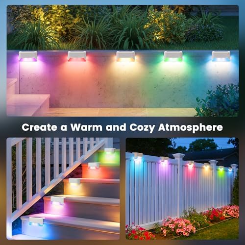 SOLPEX Solar Deck Lights Outdoor,Fence Lights Waterproof,16 Pack RGB - Image 5