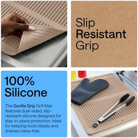 GORILLA GRIP Silicone Grill Mat, Heat Resistant Up to 550F, 13x11, Beige - Image 3