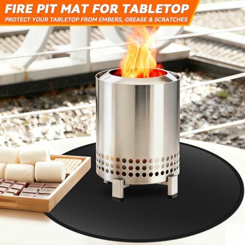19.5" Fire Pit Mat for Solo Stove Mesa Tabletop Fire Pit - Small Fireproof Under Grill Mat for Deck, Waterproof & Oil-Proof Round Tabletop Protector for Solo Stove Mesa XL Accessories - Image 2
