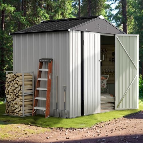 Devoko 6x4 FT Outdoor Storage Shed, White - Image 2