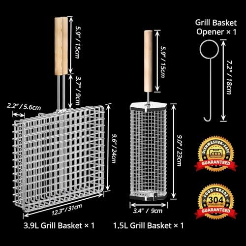 Grill Basket Set, BBQ Accessories, Outdoor Camping Cooking, Gifts for Men - Image 2