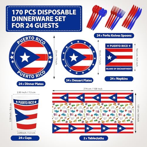 170Pcs Puerto Rico Party Decorations, Serves 24 - Image 2