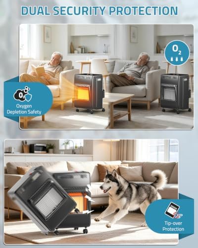 PAULINN Propane Heater Indoor Outdoor Patio Heaters 6000 to 18000 BTU 3 Modes for Patio, Garage, Camping, Shop, Black - Image 4